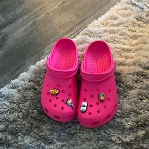 Crocs Bright Pink with Unicorn 🦄 Jibitz Included